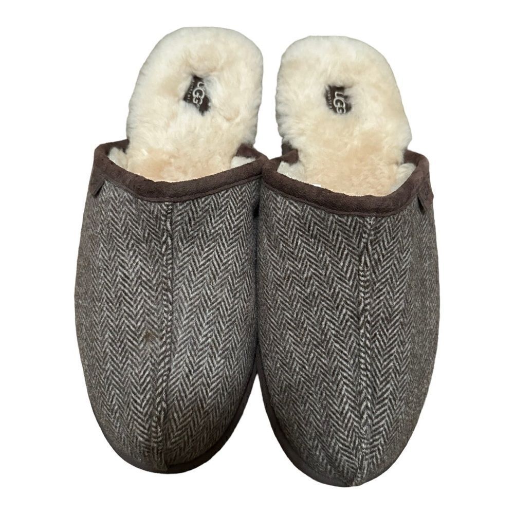 UGG | AUSTRALIA MEN’S SHEEP’S WOOL LINED TWEED SCUFF SLIPPERS RARE | 17